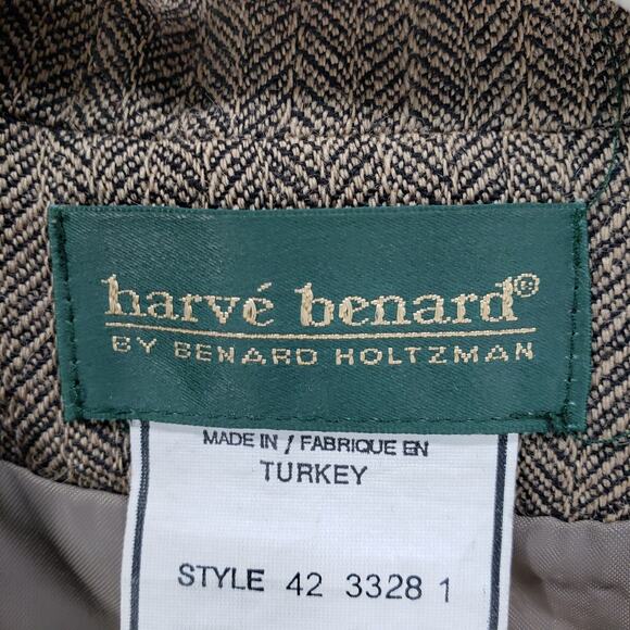 Harve Benard Women's Brown Wool Herringbone 2 Piece Top & Skirt Set Size 12 - Picture 4 of 12